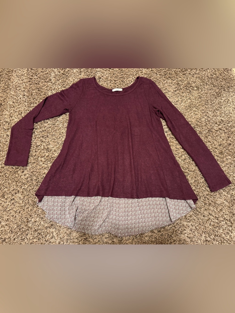 Le Lis Burgundy Knit Long Sleeve Shirt